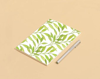 Leaves Pattern Illustrated Sketch Notebook - Notepad  | Original Artwork | Watercolour