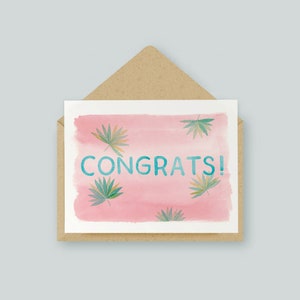 Congrats Cactus Card Original Artwork Watercolour imagem 1