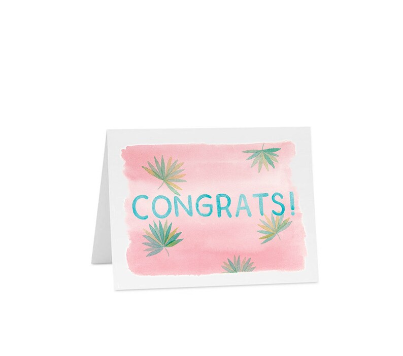 Congrats Cactus Card Original Artwork Watercolour imagem 2