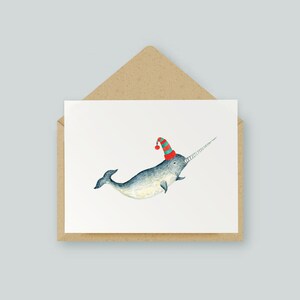 Carte Narval des Fêtes | Œuvre d’art originale | Aquarelle