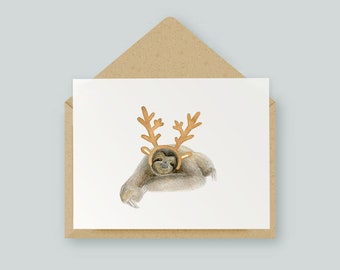 Holiday Sloth Card | Original Artwork | Watercolour