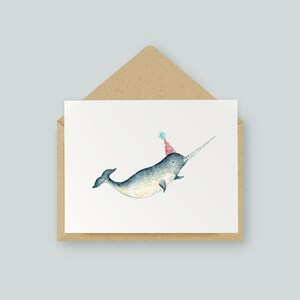 Gelukkige verjaardag Narwhal | Originele | Aquarel