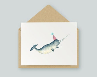 Happy Birthday Narwhal | Original Artwork | Watercolour