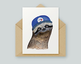 Toronto Blue Jays Sloth Card | Original Artwork | Watercolour