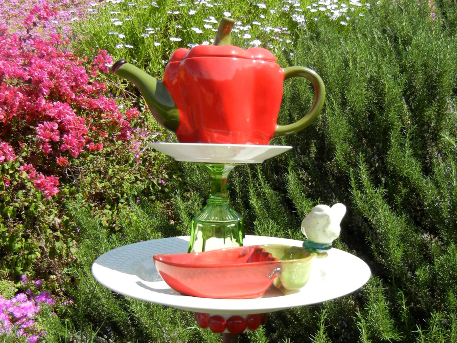 Teapot Bird Feeder Pepper Theme Repurposed Garden Art Etsy