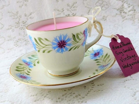 Hand-Poured Soy Candles in Vintage Teacups
