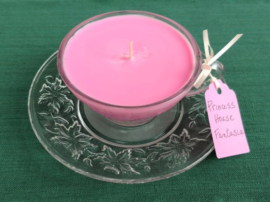 Teacup Soy Candle in Vintage Princess House Glass, Fantasia, Rose Garden Fragrance, Handpoured