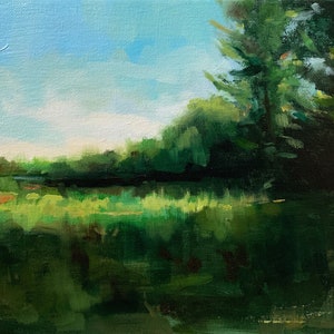Marsh Landscape Original Oil Painting Landscape by Artist Richard Ehler Vermont landscape Landscape painting