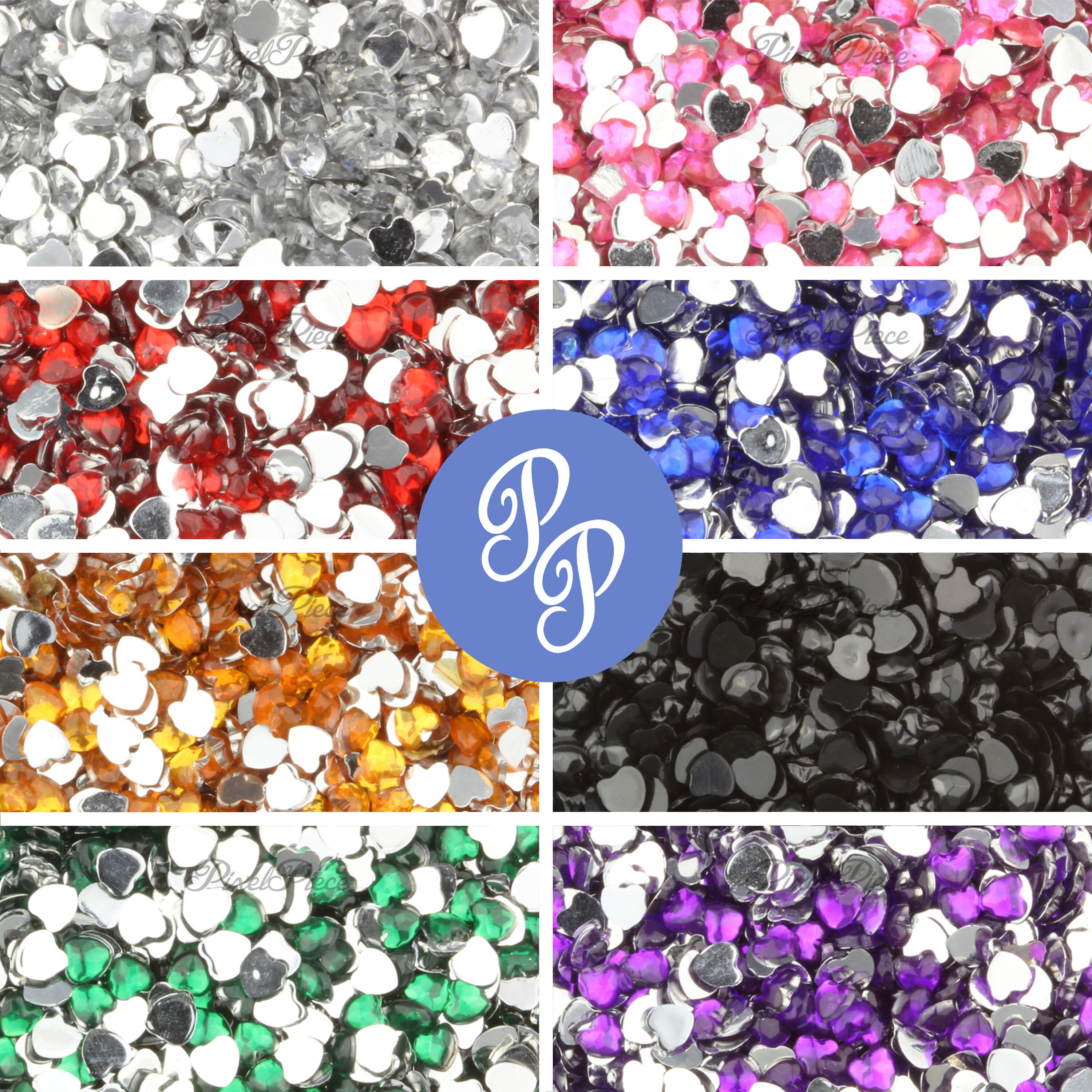 Heart Rhinestone Gems Flat Back Face 