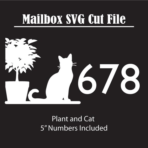 Mailbox SVG, Cat and Plant, Address Number Cut Files (Downloadable) - For Standard Mailbox
