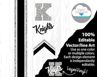 Knights Cheer Bow Template: Stripes & Arrow Tails SVG (Digital Download)