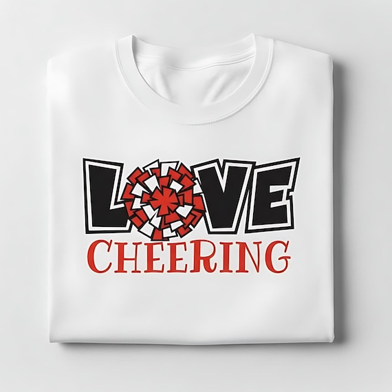 Love Cheering SVG: Cheerleader Pom Poms Graphic (Digital Download)