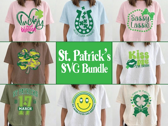 St. Patrick's Day SVG Bundle, Irish Shamrock Designs, Cricut Shirts (Digital Download)