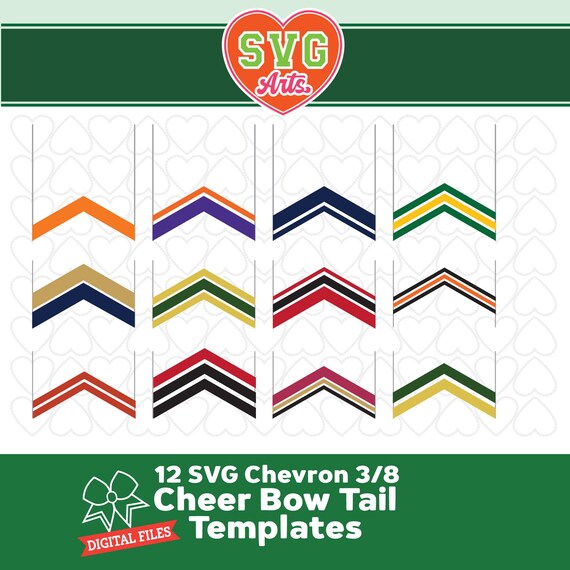 Chevron SVG Cheer Bow Tail Templates (Bundle of 12) 3 inch tail templates
