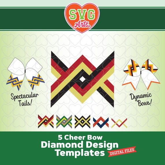 Cheer Bow Diamond Design SVG Templates (5 Pack) for Vinyl Sublimation (Digital Download)
