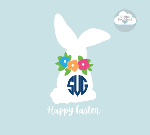 Bunny SVG, Easter Bunny Silhouette, cute bunny cut file, Easter SVG, Bunny Monogram, cricut cut file, studio file