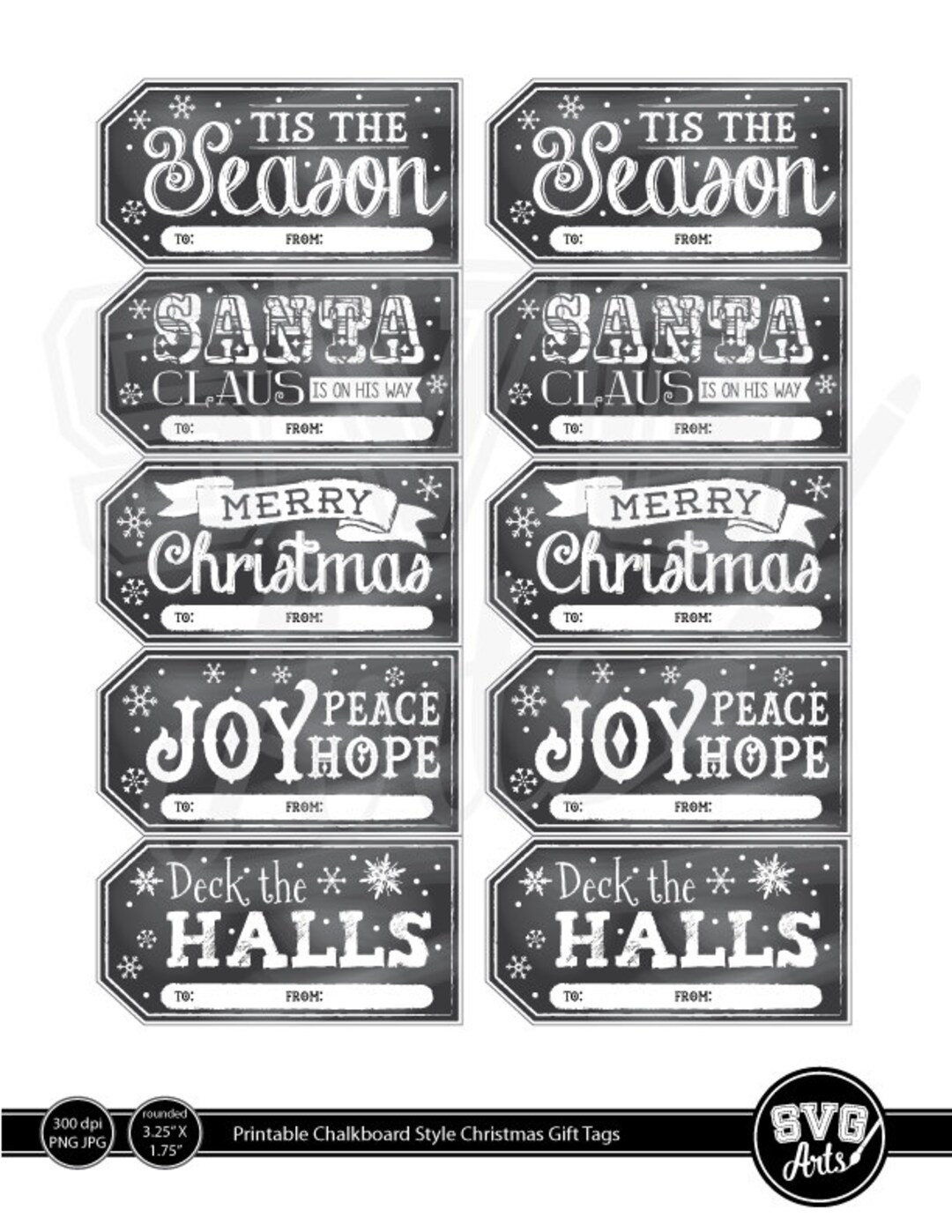 Printable Christmas Gift Tags - Chalkboard Style INSTANT DOWNLOAD - Etsy