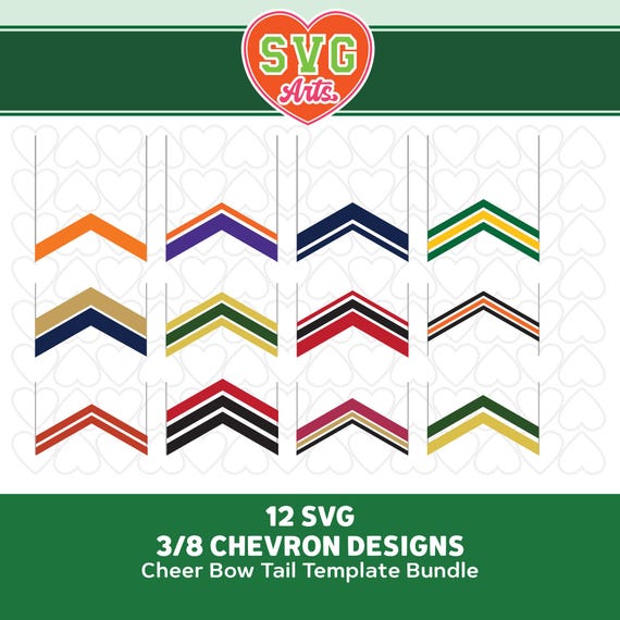 Chevron SVG Cheer Bow Tail Templates Bundle of 12 (Digital Files)