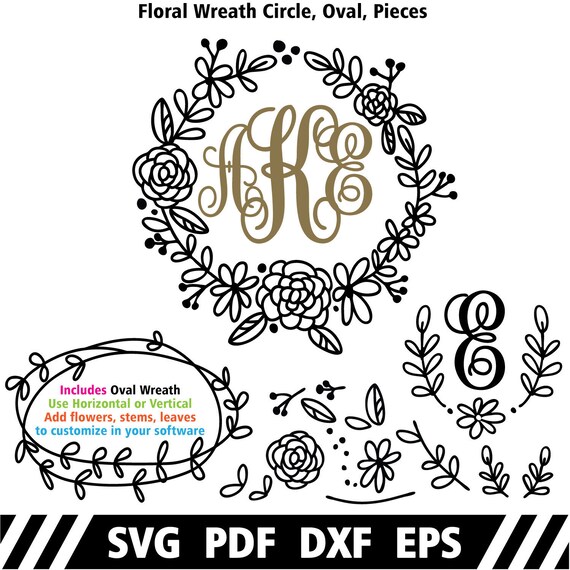 Wreath svg, flower svg, floral svg, wreath svg,  circle wreath, oval wreath, wreath svg, laurel wreath svg, wedding svg, flower svg bundle