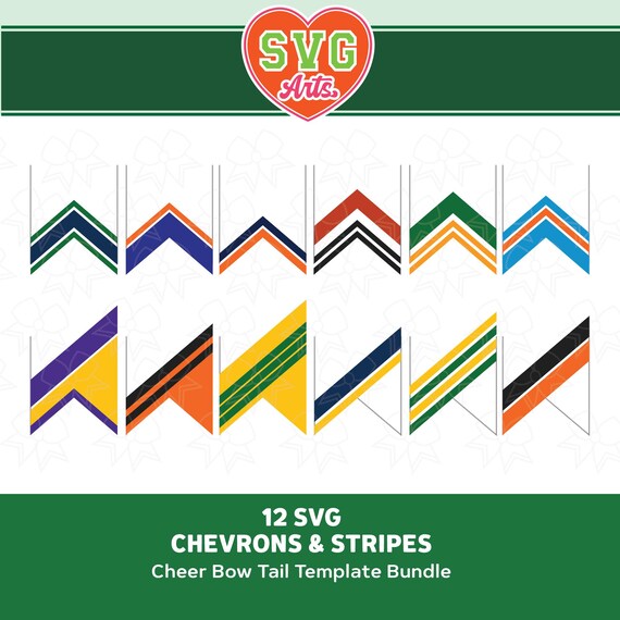 Cheer Bow Chevrons and Stripes SVG Templates (12 Pack) for Vinyl Sublimation (Digital Download)