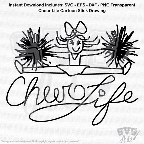 Cheerleader svg,  Cheer Life, stick figure,  cheerleading art, cute cheerleader, Pom poms, in SVG, EPS, DXF