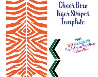 Tiger Stripe Cheer Bow Template: 3" Vinyl, PDF Guide