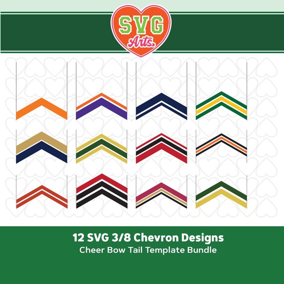 Chevron SVG Cheer Bow Tail Templates Bundle of 12 (Digital Files)
