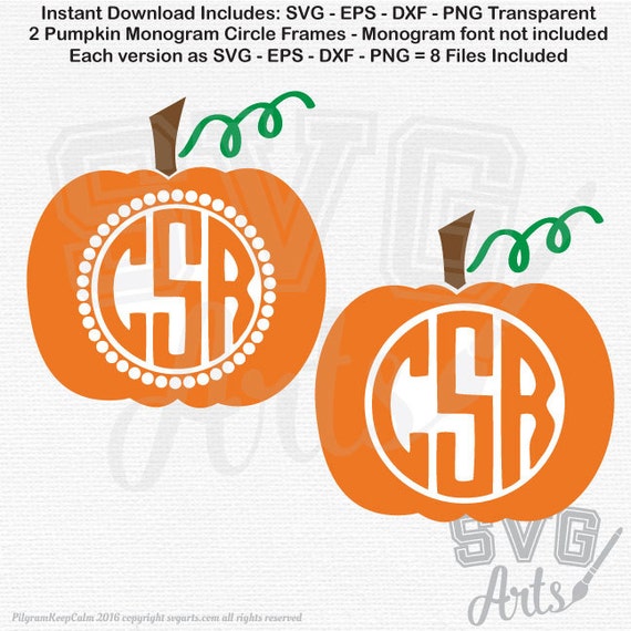Pumpkin SVG monogram frame, pumpkin cut file