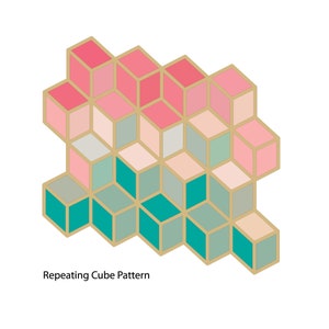 Geometric Pattern - Repeatable Geometric Cube Pattern - Stencil Cut File - SVG, DXF, Studio, Cricut and Silhouette