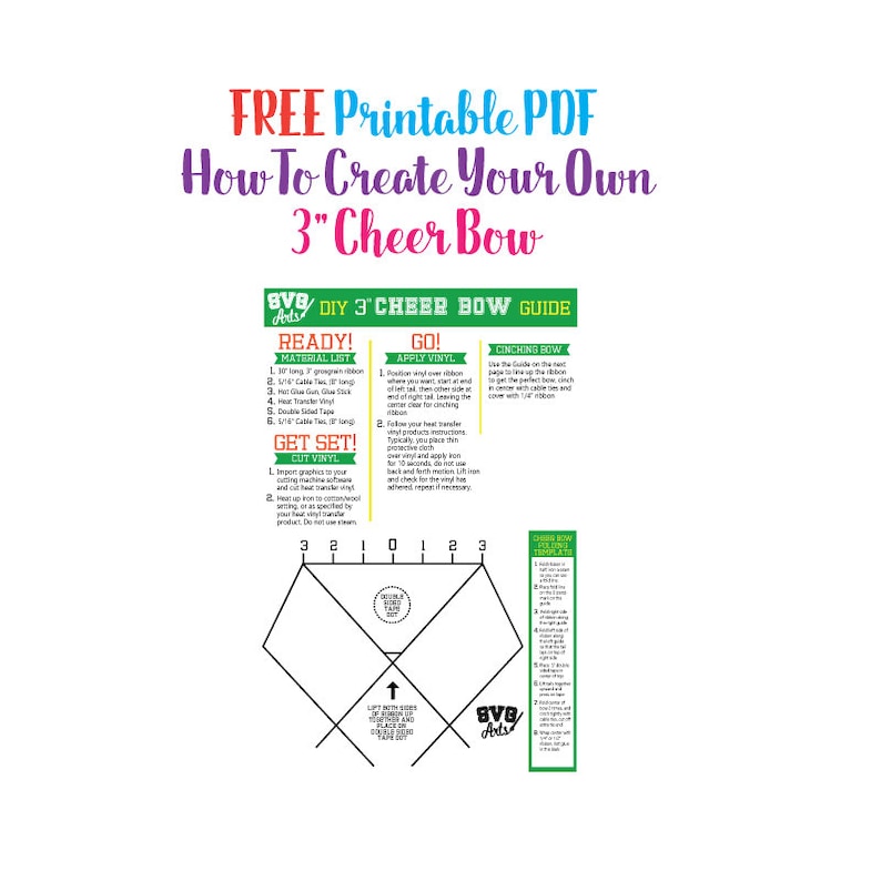 Cheer Bow Template: Stripes & Arrow Tails SVG, 3" Layout (PDF Guide) image 2
