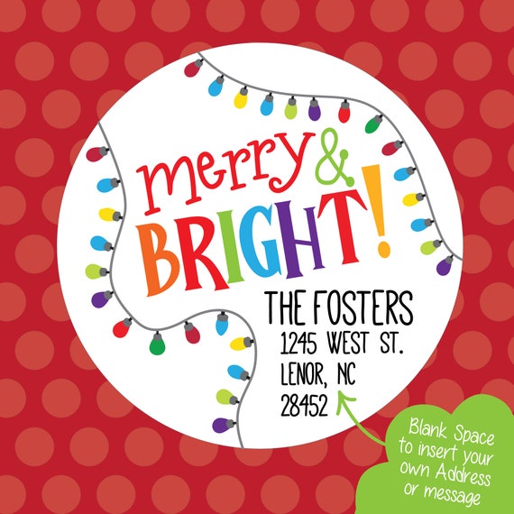 Printable PNG, Merry & Bright Sticker, Christmas Address Label, Printable Download Cricut Avery Address Sticker Photo Overlay