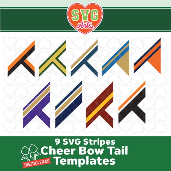 Chevron Tails SVG file for Cheer Bow Design in Vinyl or Sublimation, Bundle of 9, 3 inch tail templates
