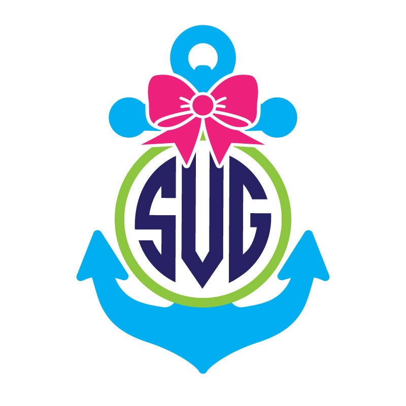 Download Anchor Bow SVG, anchor svg, preppy monogram svg, bow svg ...