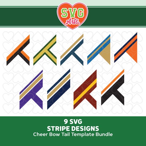 Chevron Stripes SVG Cheer Bow Tail Templates (Bundle of 9)
