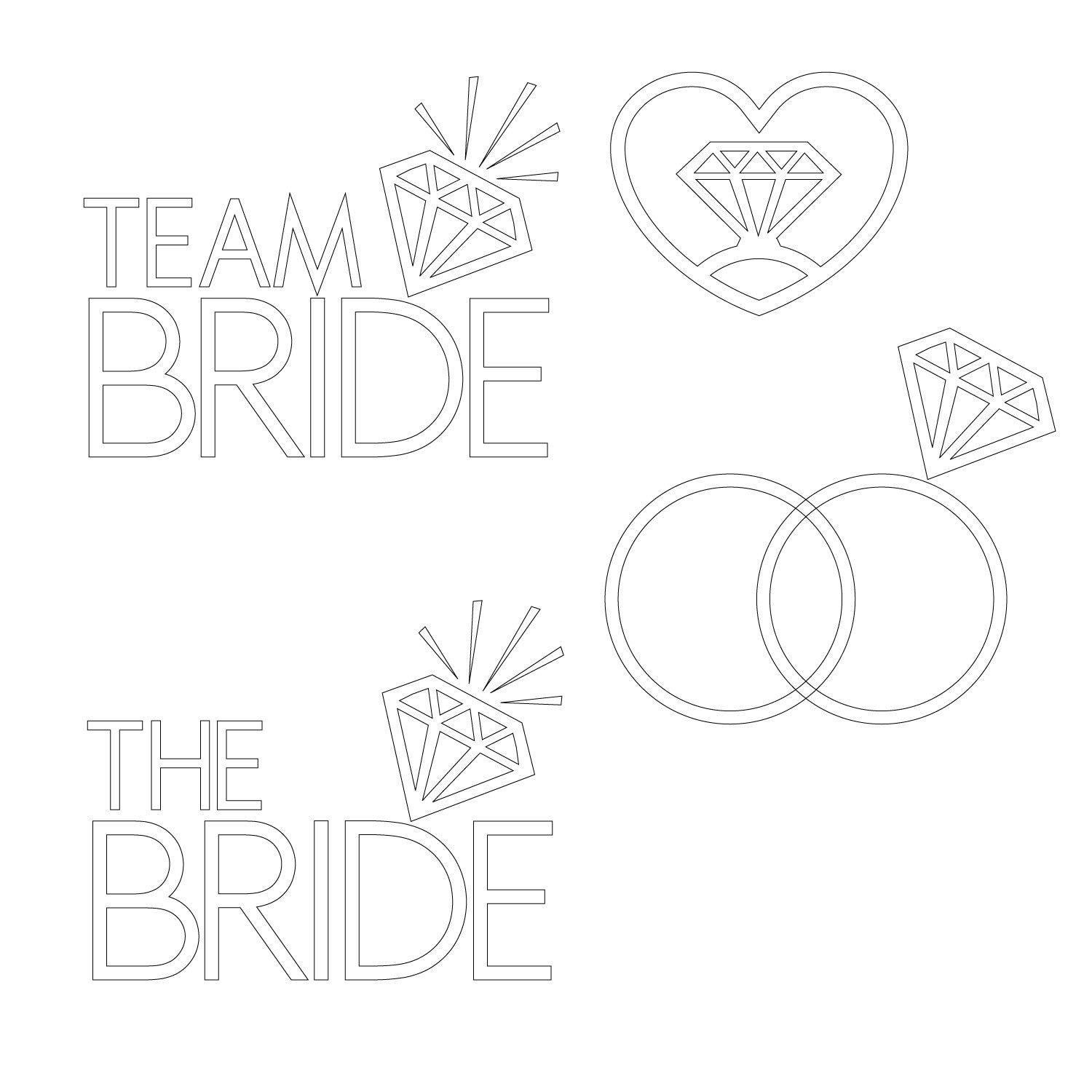 Download Team Bride, The Bride Wedding Rings - SVG - EPS - DXF & Png Files for print and cutting