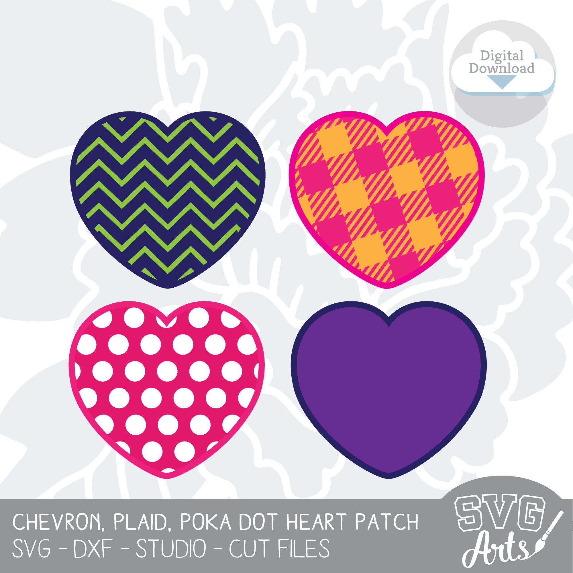 Download Heart SVG, Plaid Heart, Chevron Heart, Poka Dot Heart ...
