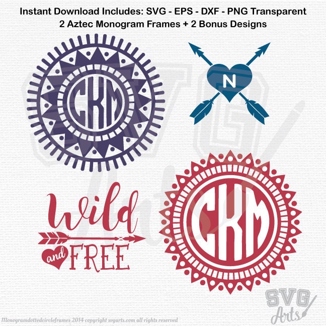 Boho Svg Monogram Frame Cut Files Svg Eps Dxf Png 2 Southwestern Svg Frame Designs 2 Bonus Svgs Wild And Free