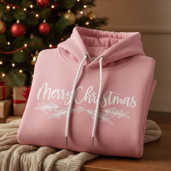 Merry Christmas Calligraphy SVG: Holly Berry Pine Branch Clipart (Digital Download)