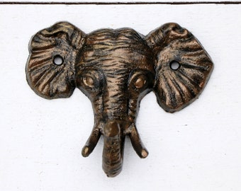 Elephant Hook Animal Wall Hooks Safari Jungle Nursery Hunting Lodge Decor Cast Iron Wall Hook Hand Painted