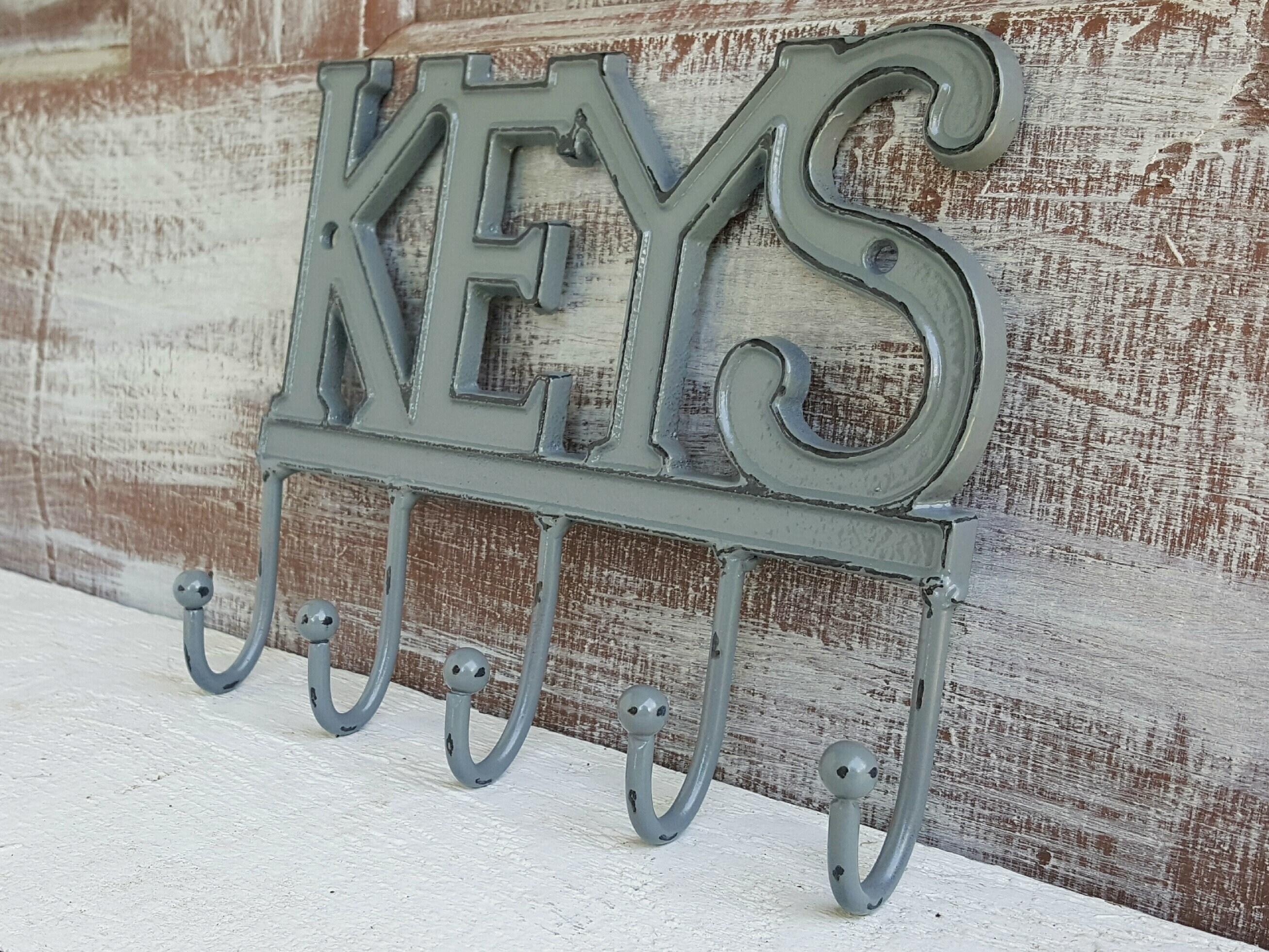 Rustic Key Holder For Wall Metal Key Rack Gray Key Hooks Etsy