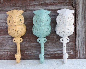 Owl Hooks Owl Nursery Decor Baby Shower Gift Childs Room Wall Hooks Decorative Owl Decor Bird Animal Towel Kitchen Mudroom Bathroom Hooks