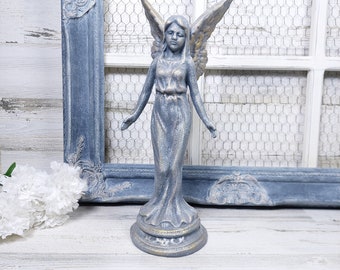 Guardian Angel Statue Spiritual Decor French Nordic Style Religious Standing Shabby Angelic Figurine with Wings