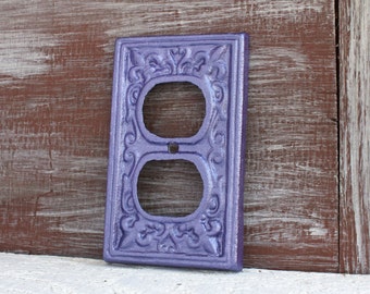 Purple Outlet Cover, Wall Plug Cover, Electrical Outlet Cover, Purple Wall Decor, Receptacle Cover, Purple Nursery Decor, Wall Socket Cover