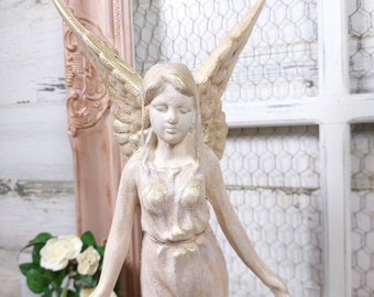 Angel Statue Guardian Angel Figurine Religious Standing Angel Figure with Wings Angelic Decor