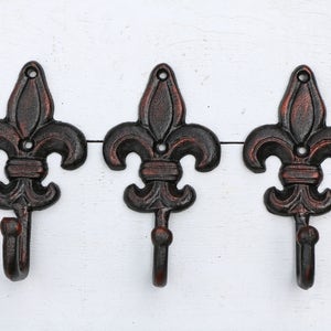 Rustic Wall Hooks Oil Rubbed Bronze Towel Hooks Farmhouse Bathroom Hangers Cast Iron Coat Hooks Set of 3