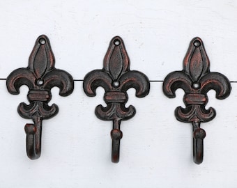 Rustic Wall Hooks Oil Rubbed Bronze Towel Hooks Farmhouse Bathroom Hangers Cast Iron Coat Hooks Set of 3