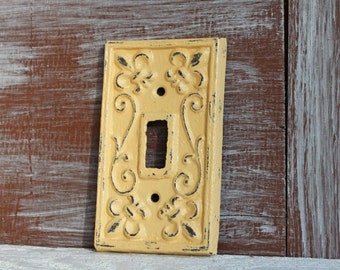 Light Switch Plate, Light Switch Cover, Yellow Toggle Switchplates, Switch Plate Cover, Cast Iron Metal Light Switchplate