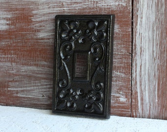 Light Switch Cover, Black Switchplate, Light Switch Plate, Cast Iron Metal Decorative Switch plate cover