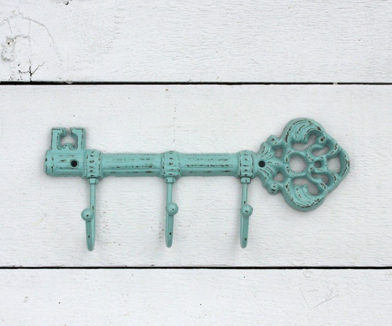 Skeleton Key Holder For Wall Decorative Key Hook Vintage Style Key Wall Hook Wall Mount Key Rack Key Holder Teal Hooks
