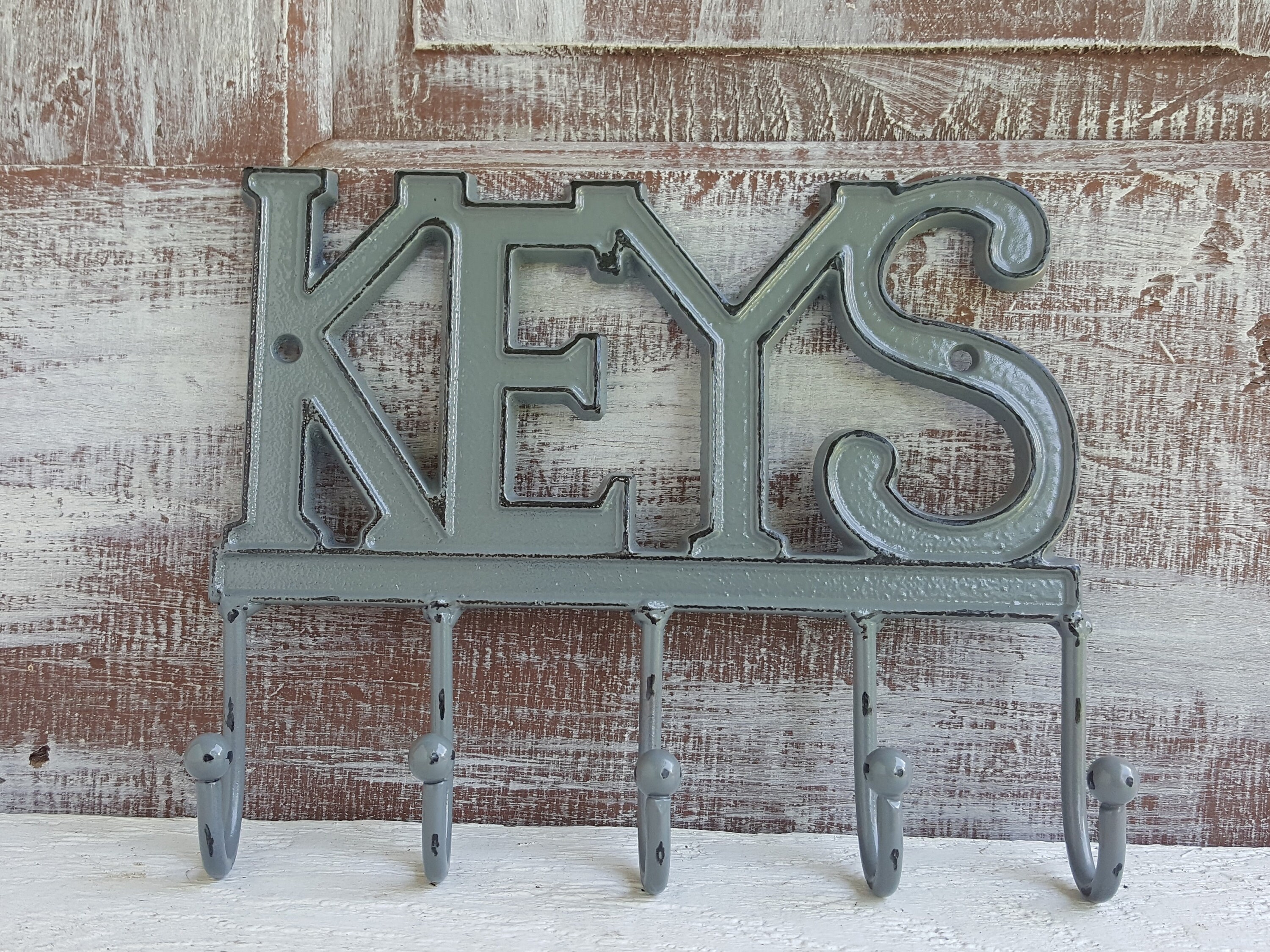 Rustic Key Holder For Wall Metal Key Rack Gray Key Hooks Etsy